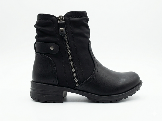 Savoy Ruched Ankle Boot Black