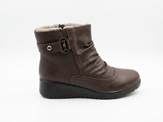 Savoy Ruched Ankle Boot Brown
