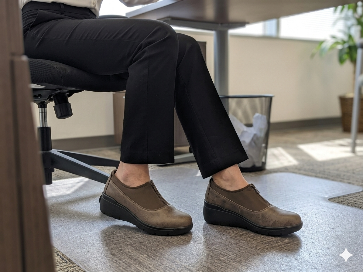 Foot Flex Wedge Heel Zip Up Taupe