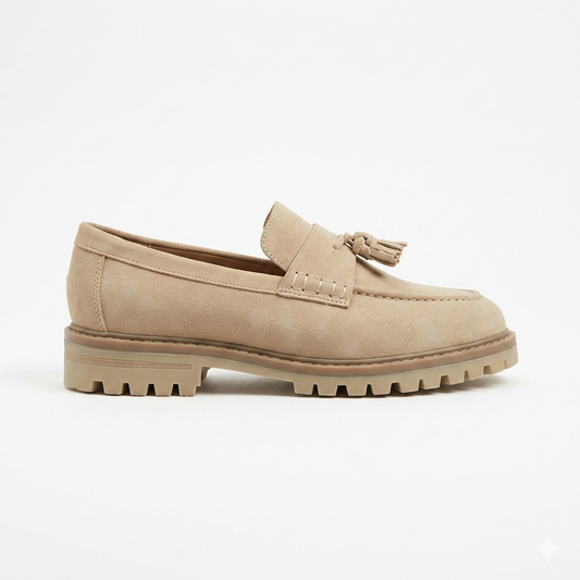 Filo Chunky Tassle Loafer Taupe