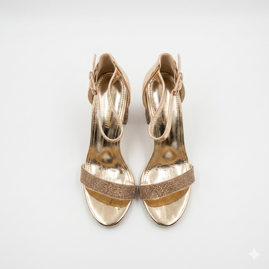 Missi Missi 1 Band Diamante Evening Heel Gold