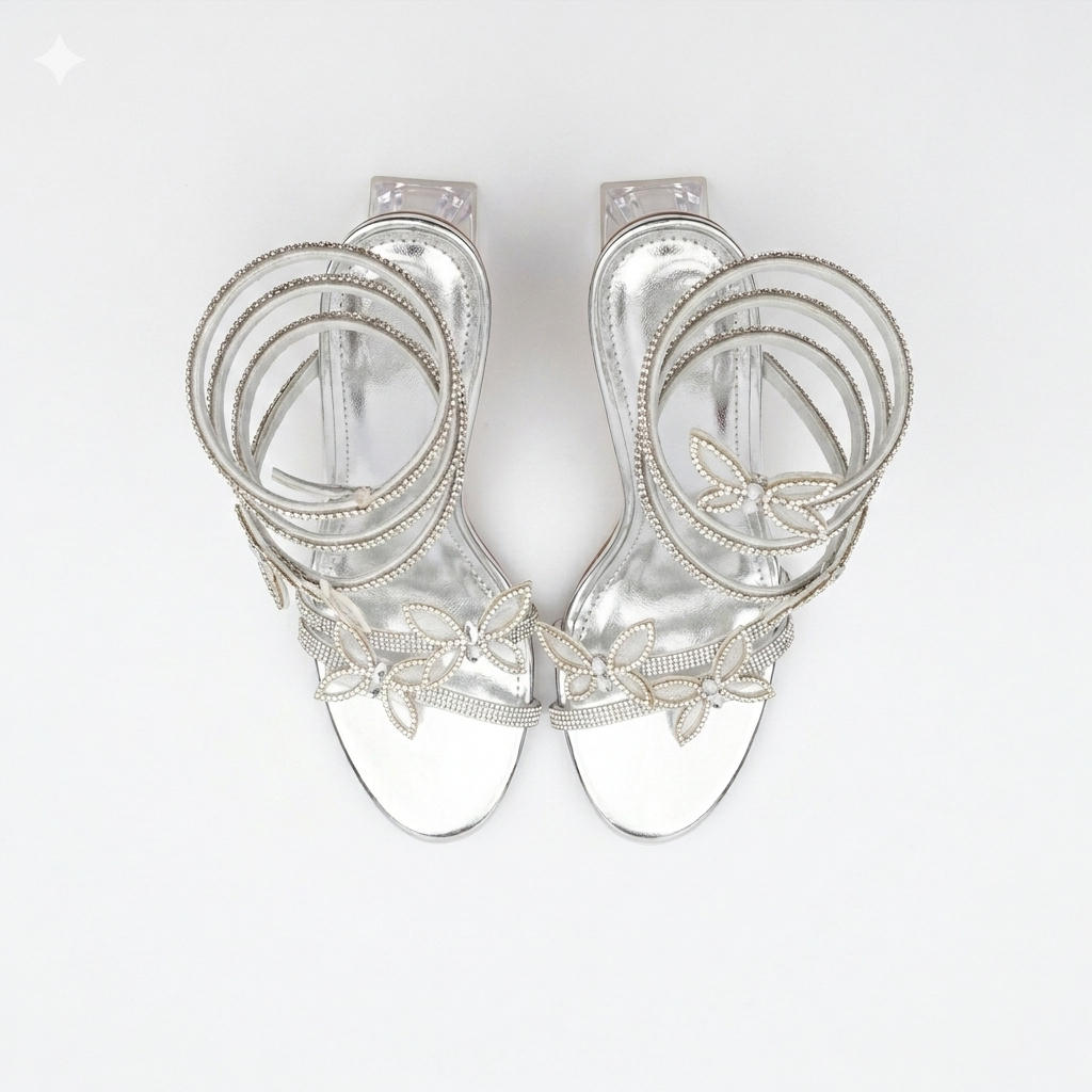 Missi Missi Spiral Butterfly Heel Silver