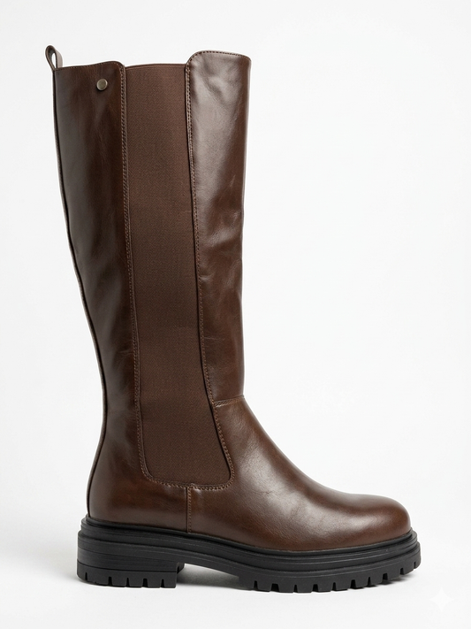 Why Wide Calf High Boot Brown