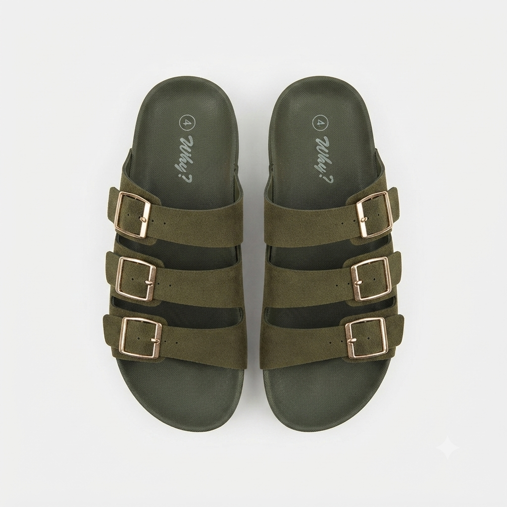 Why Oliver Triple Buckle Sandal Olive