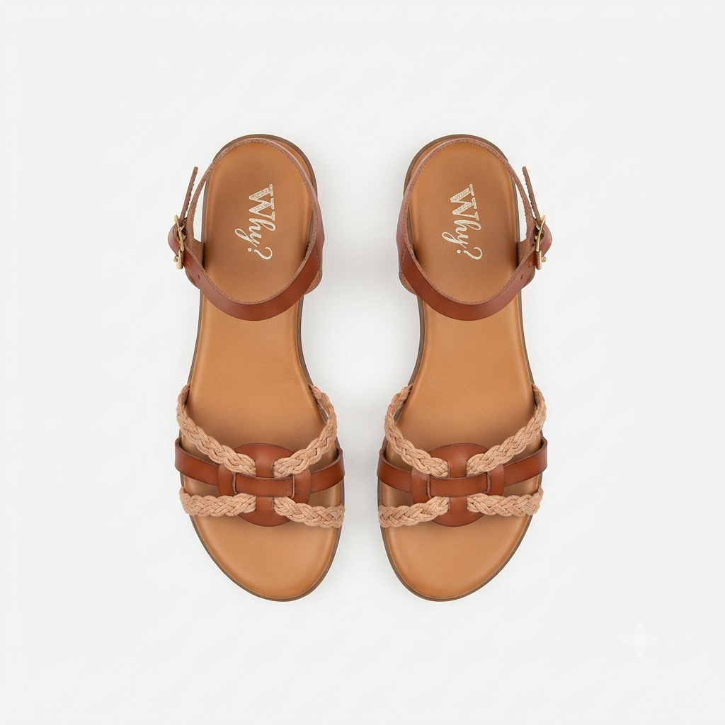 Why Braided Flat Sandal Brown