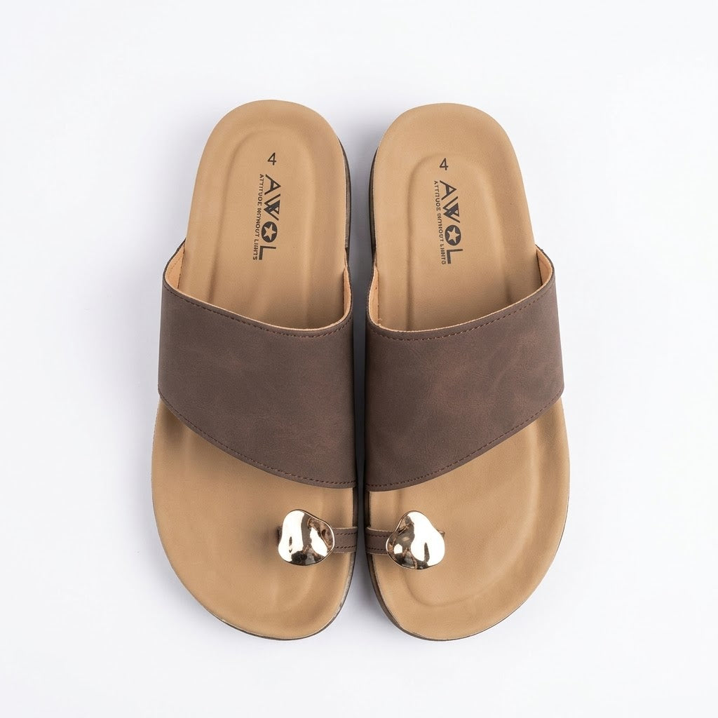 Awol Gold Toe Birken Sandal Brown