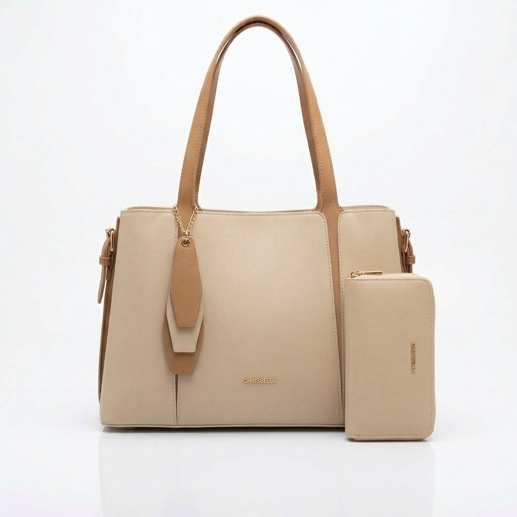 Chrisbella Beige Hand Bag