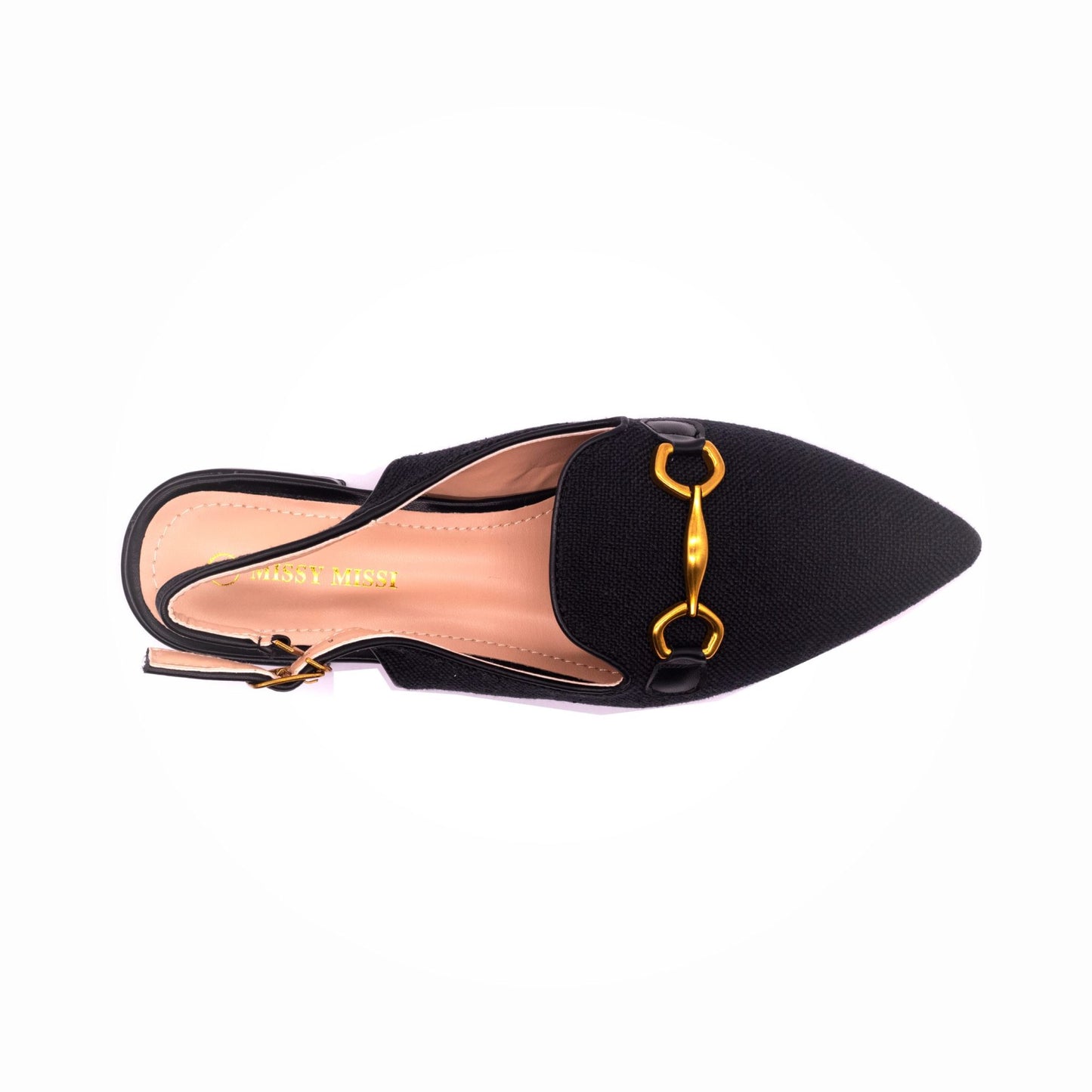 MM Buckle Pointy Toe Mule Flat Black - Image 3