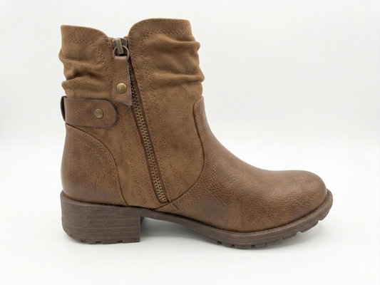 Savoy Ruched Ankle Boot Tan