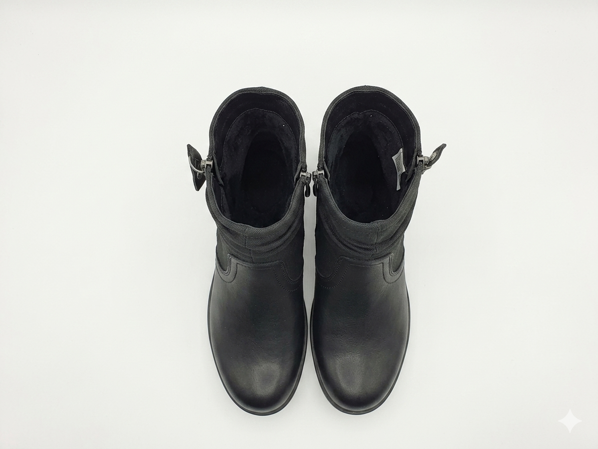 Savoy Ruched Ankle Boot Black