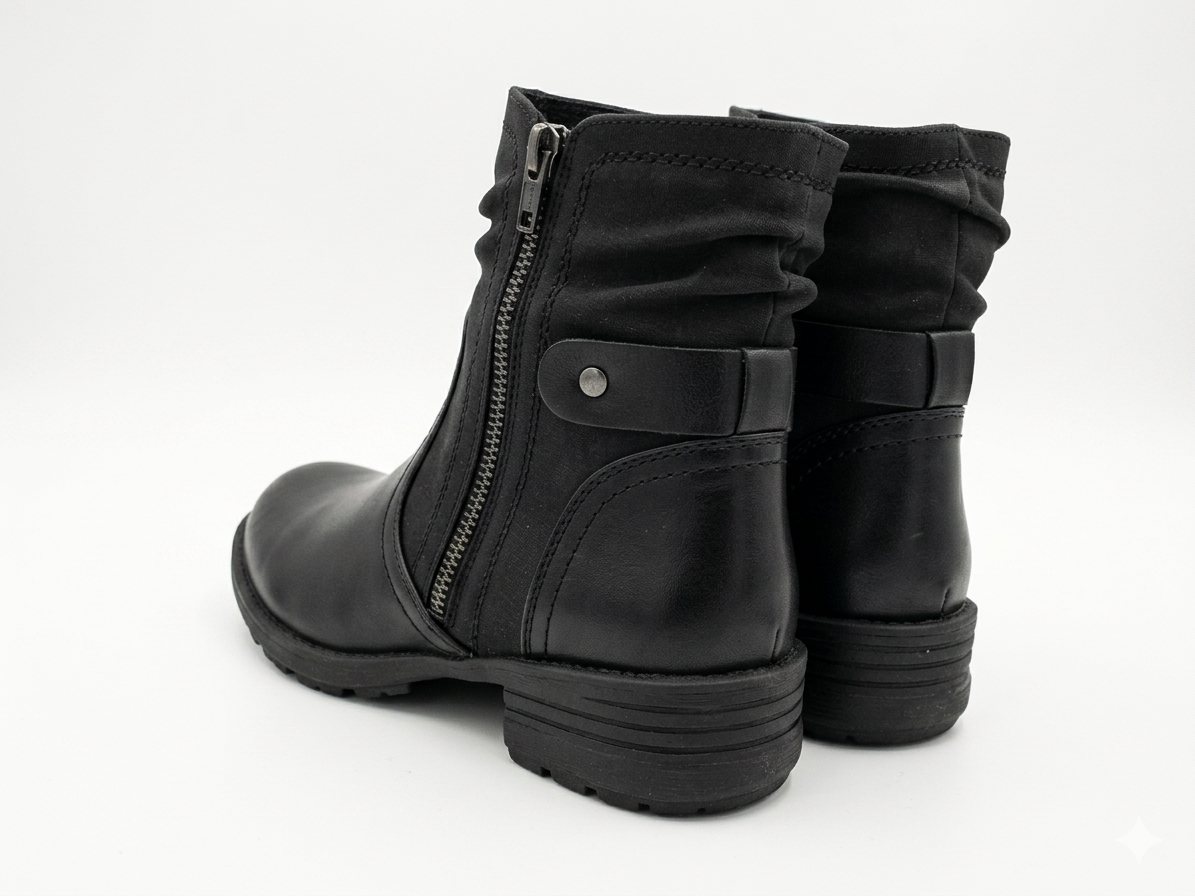 Savoy Ruched Ankle Boot Black