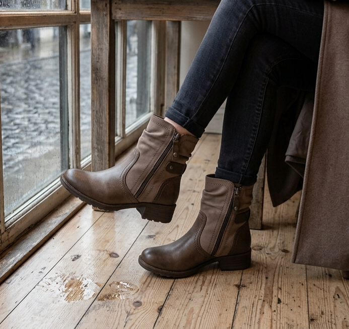 Savoy Ruched Ankle Boot Taupe