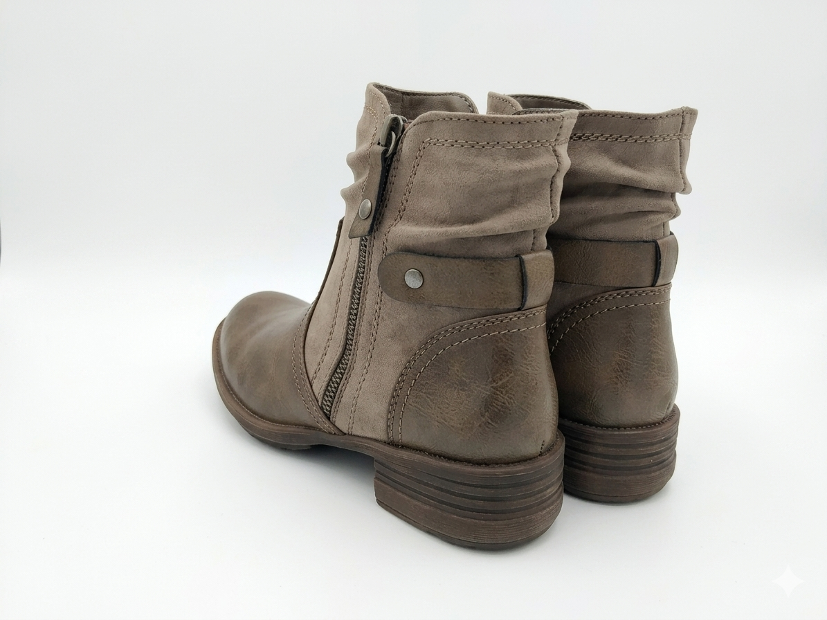 Savoy Ruched Ankle Boot Taupe