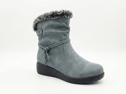 Savoy Tassle Fur Ankle Grey