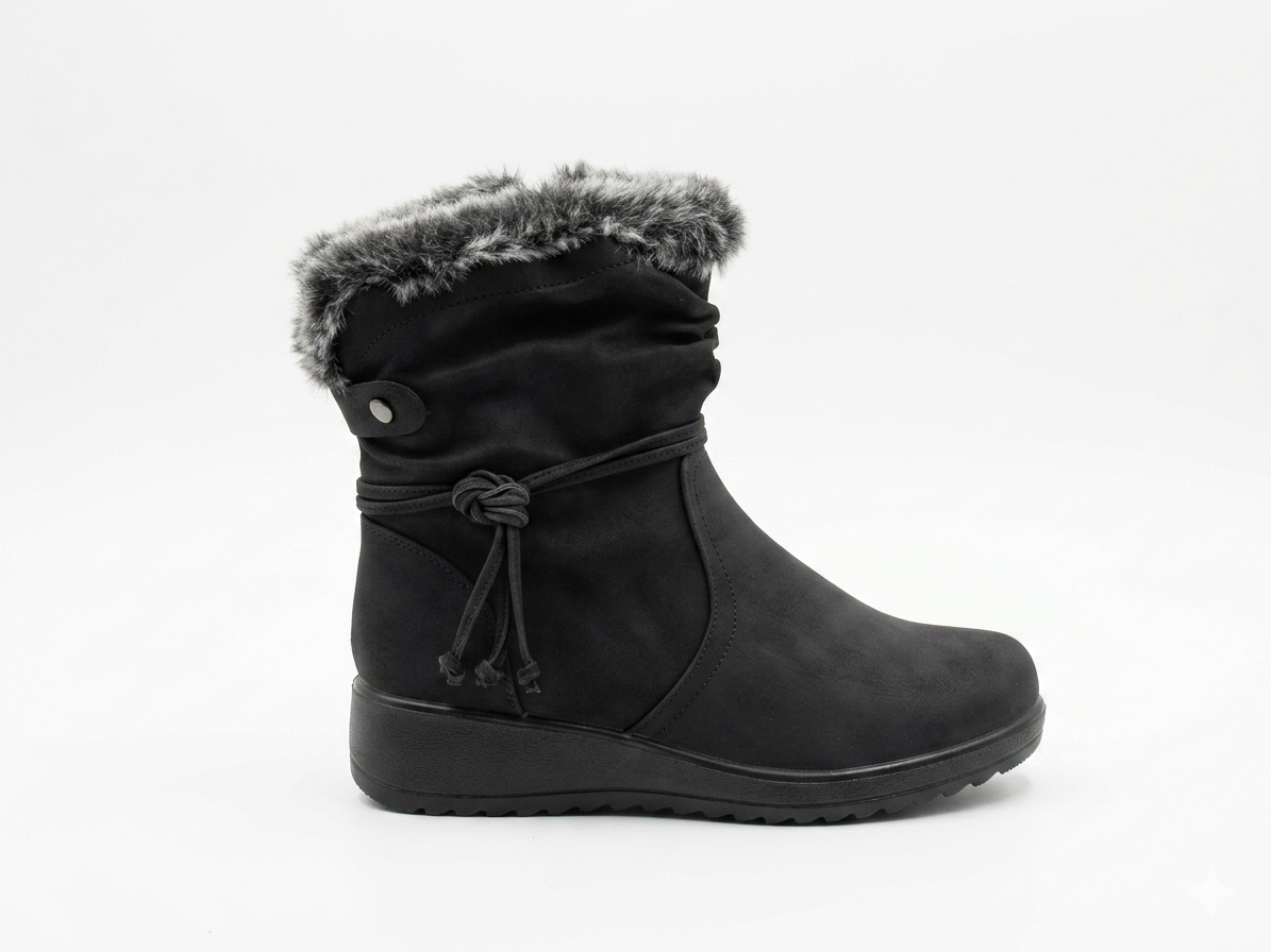 Savoy Tassle Fur Ankle Black