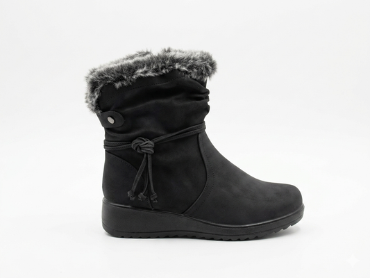 Savoy Tassle Fur Ankle Black