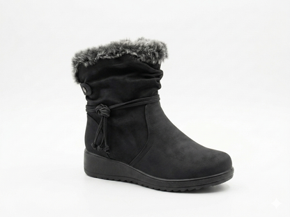 Savoy Tassle Fur Ankle Black