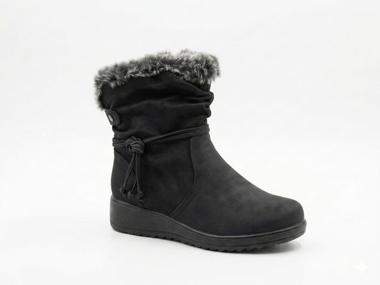 Savoy Tassle Fur Ankle Black