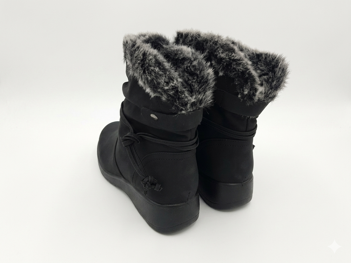 Savoy Tassle Fur Ankle Black