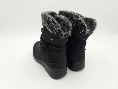 Savoy Tassle Fur Ankle Black