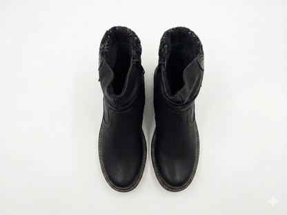 Savoy Tassle Fur Ankle Black