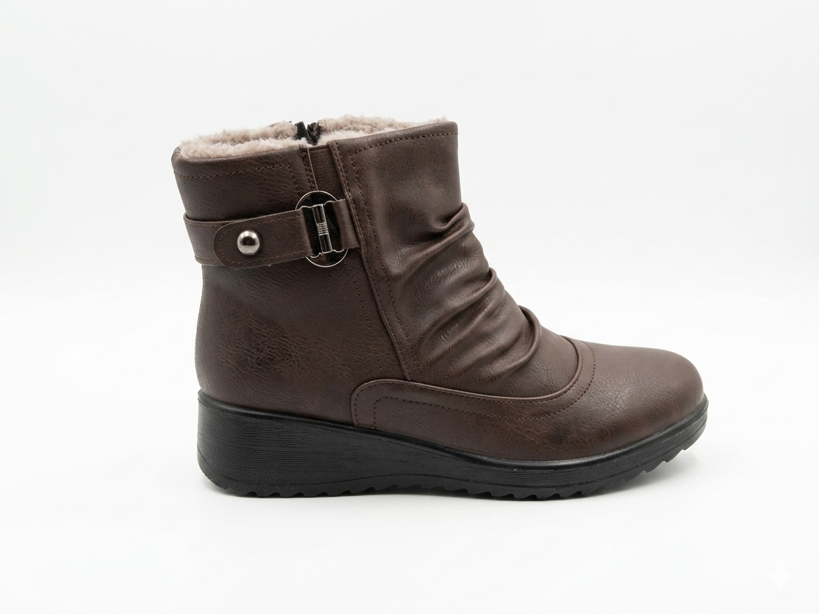 Savoy Ruched Ankle Boot Brown