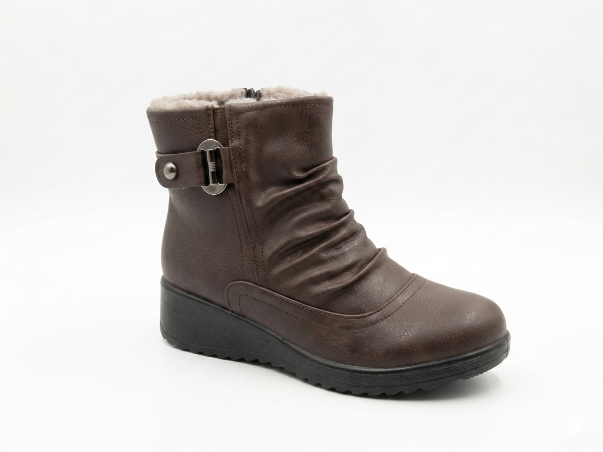 Savoy Ruched Ankle Boot Brown