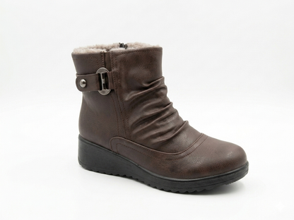 Savoy Ruched Ankle Boot Brown
