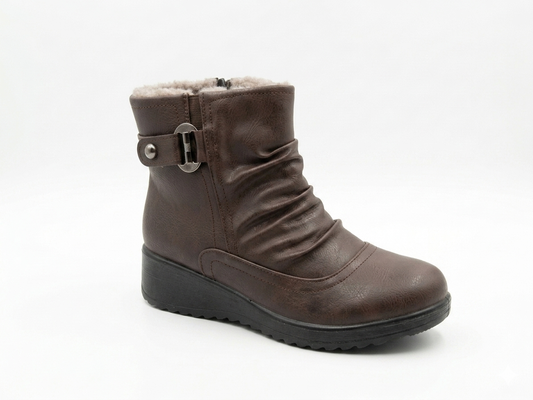 Savoy Ruched Ankle Boot Brown