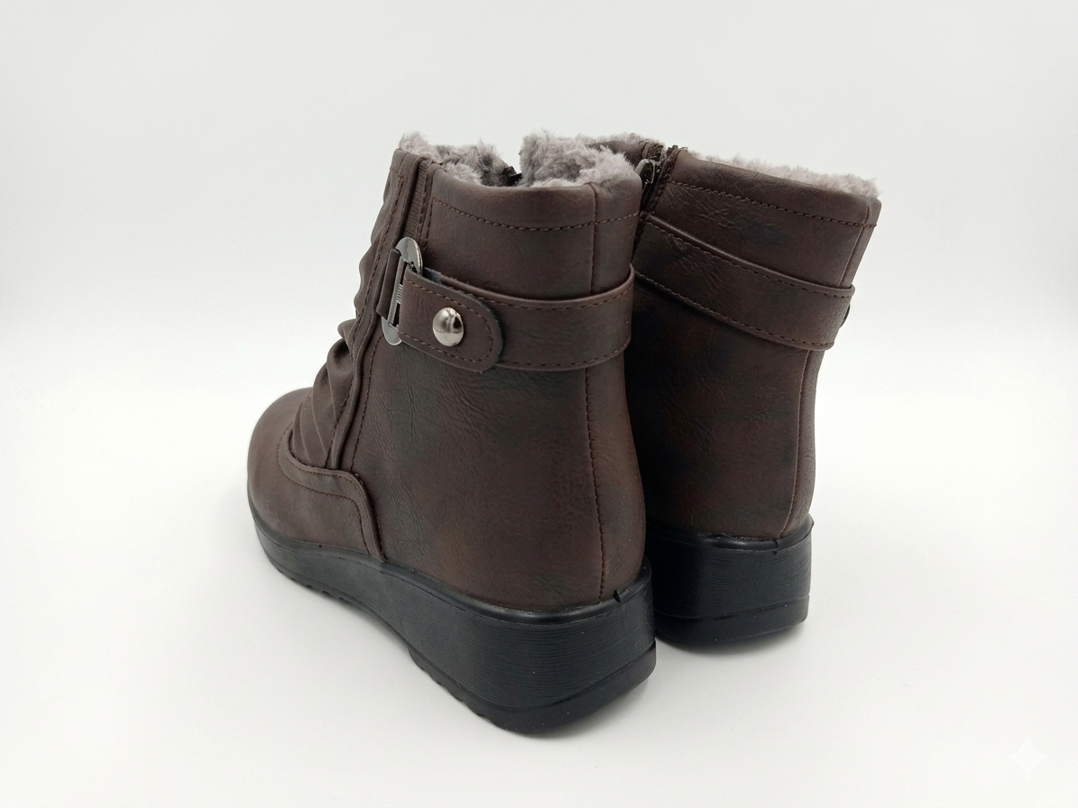 Savoy Ruched Ankle Boot Brown