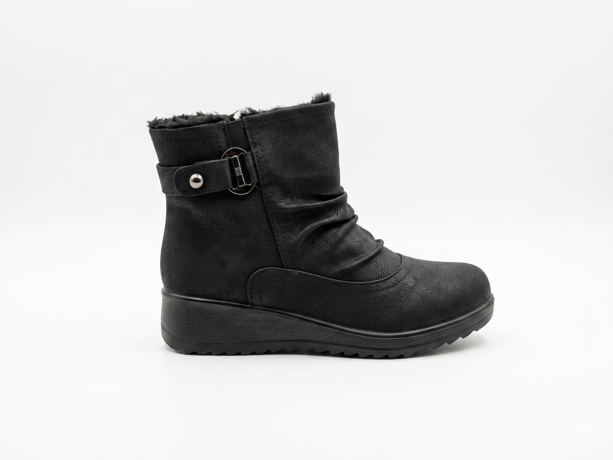 Savoy Ruched Ankle Boot Black