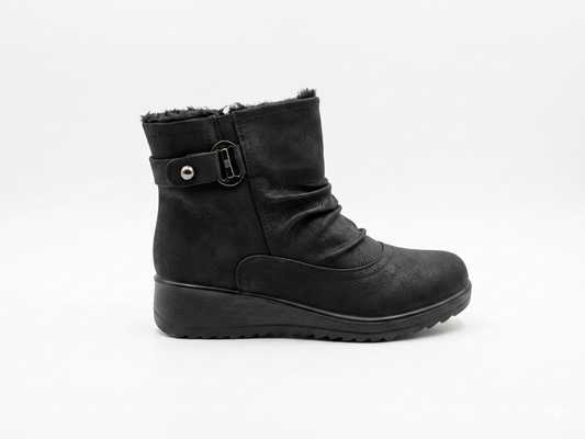 Savoy Ruched Ankle Boot Black