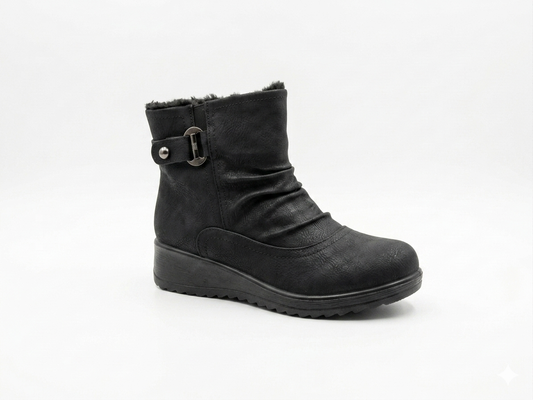 Savoy Ruched Ankle Boot Black