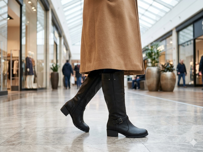 Why Knee High Elastic Boot Black