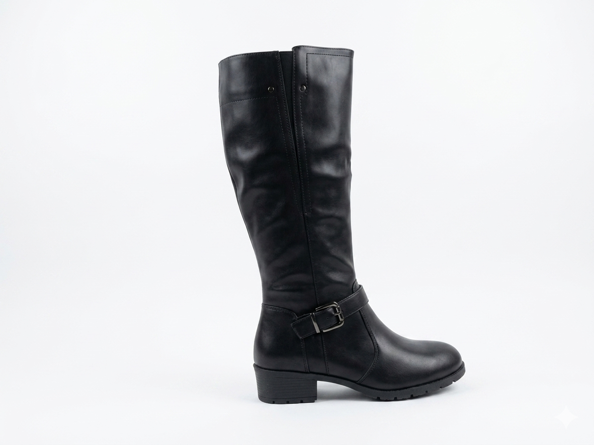 Why Knee High Elastic Boot Black