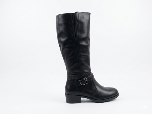 Why Knee High Elastic Boot Black