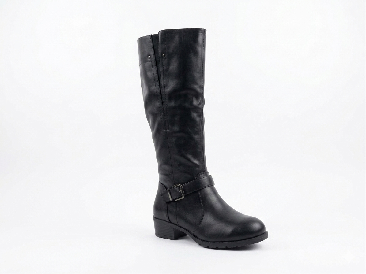 Why Knee High Elastic Boot Black