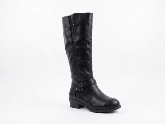 Why Knee High Elastic Boot Black