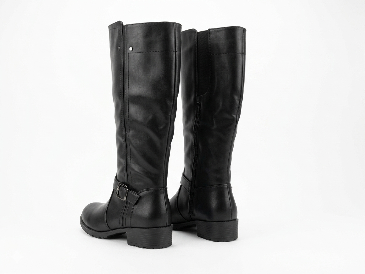 Why Knee High Elastic Boot Black