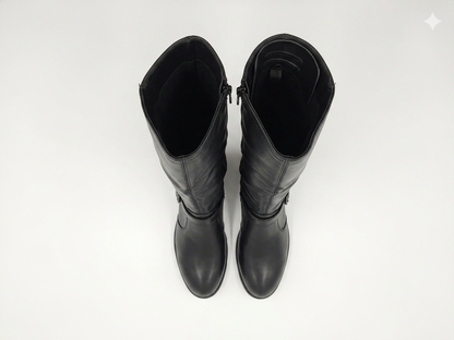 Why Knee High Elastic Boot Black