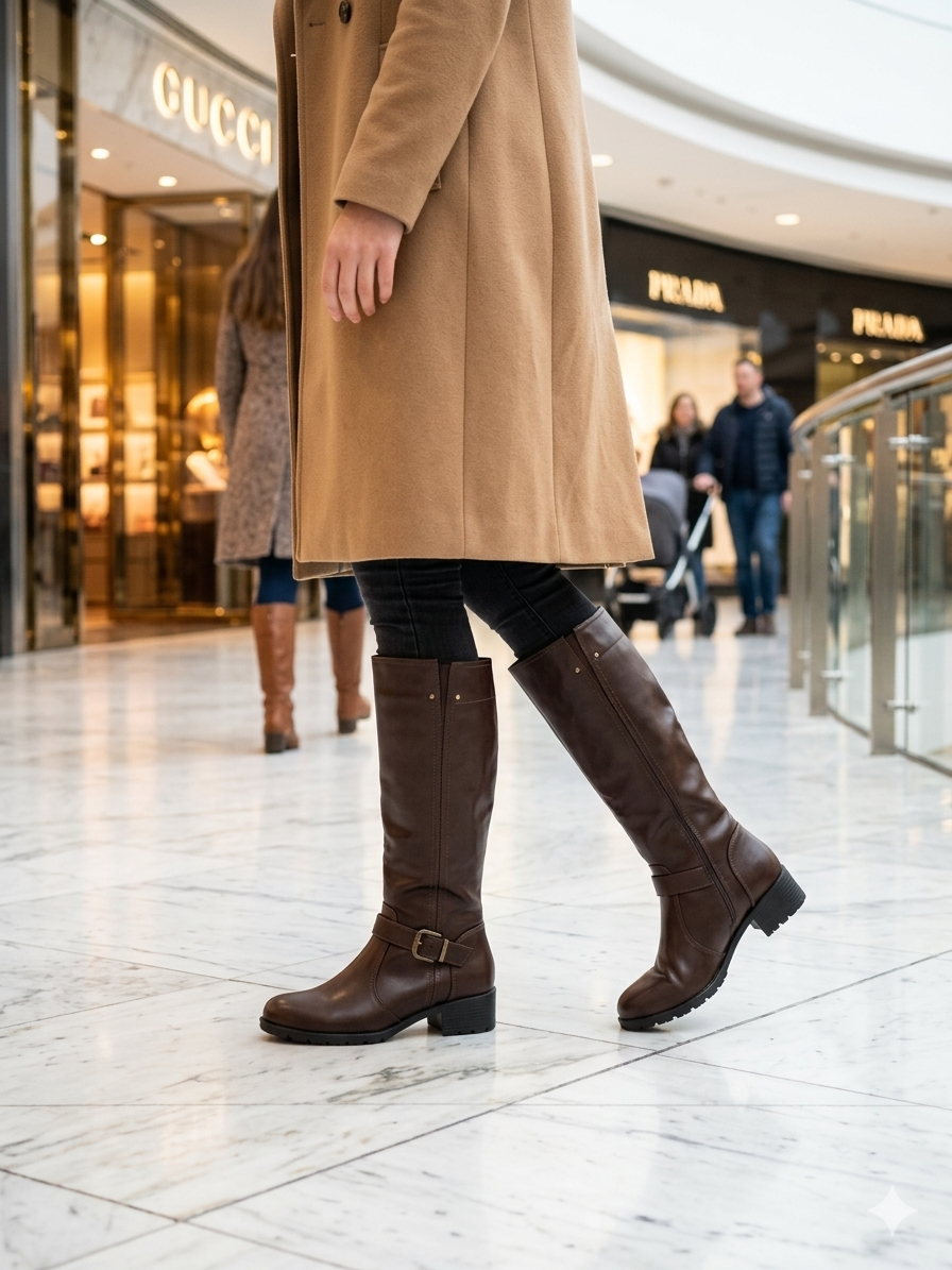 Why Knee High Elastic Boot Brown