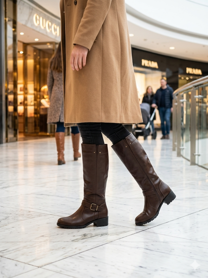 Why Knee High Elastic Boot Brown