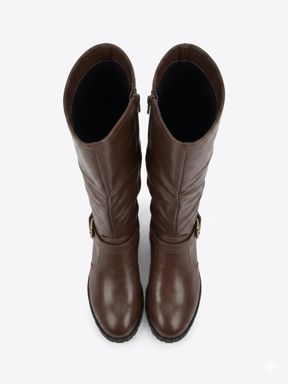 Why Knee High Elastic Boot Brown