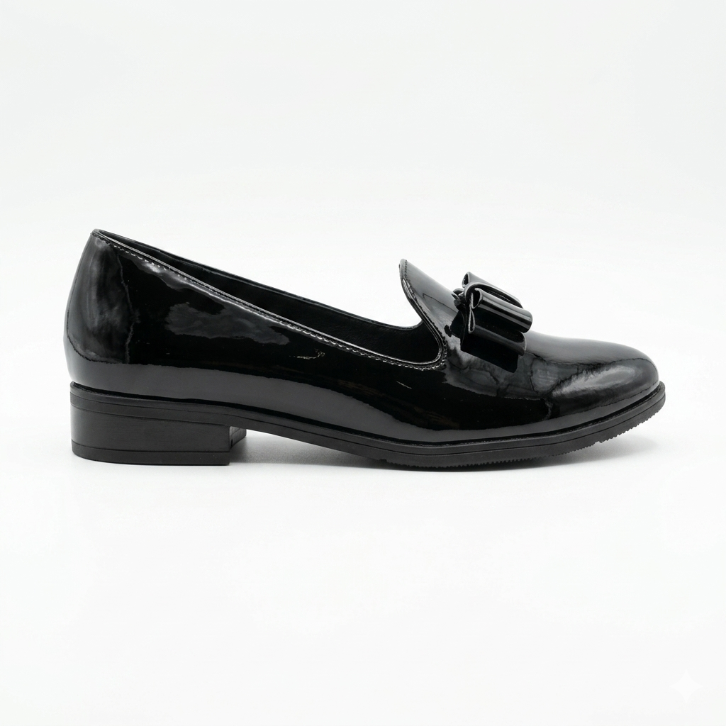 Softinos Bow Boyfriend Patent Black