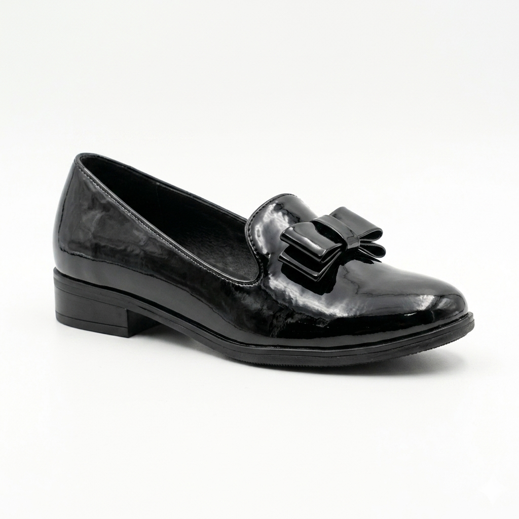 Softinos Bow Boyfriend Patent Black