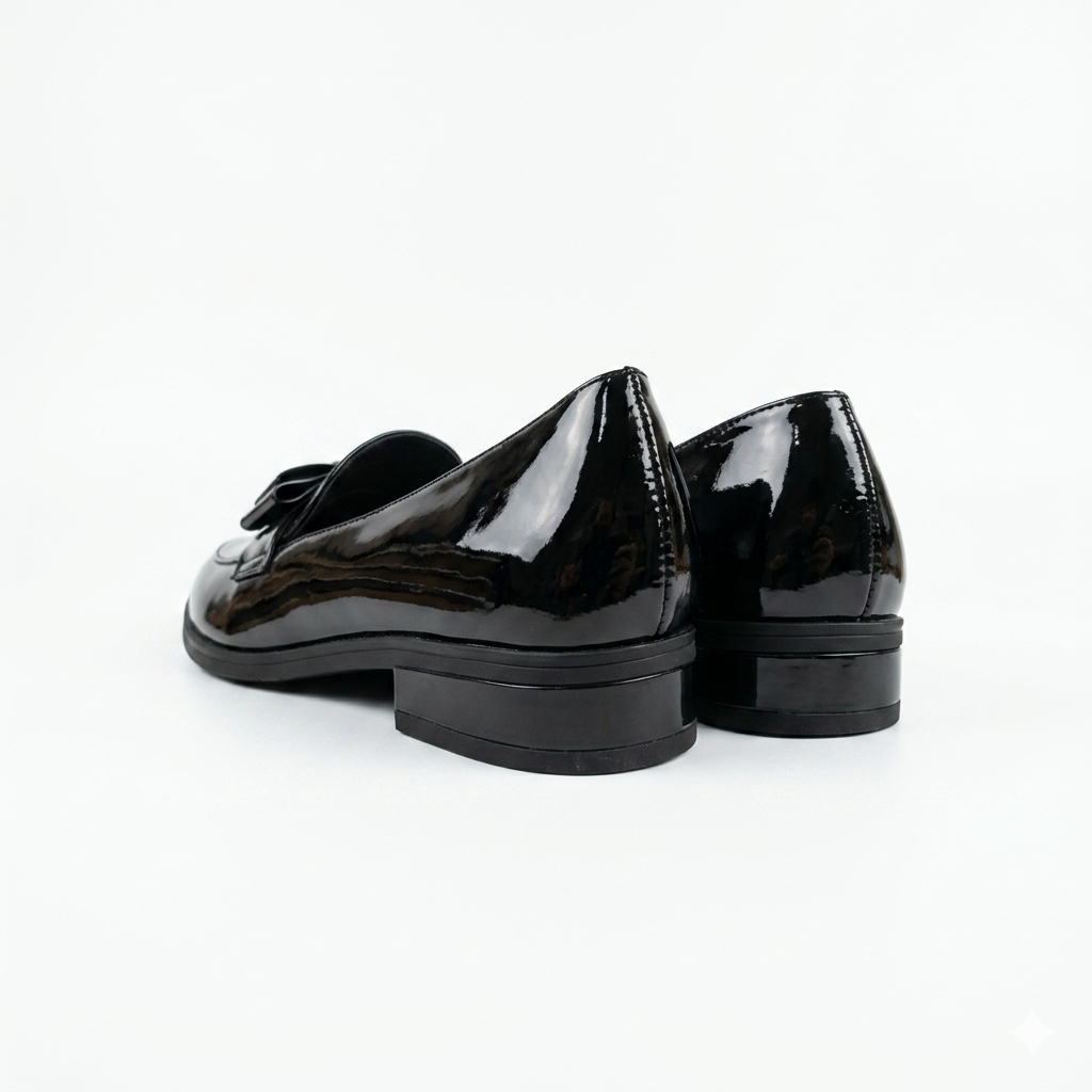 Softinos Bow Boyfriend Patent Black
