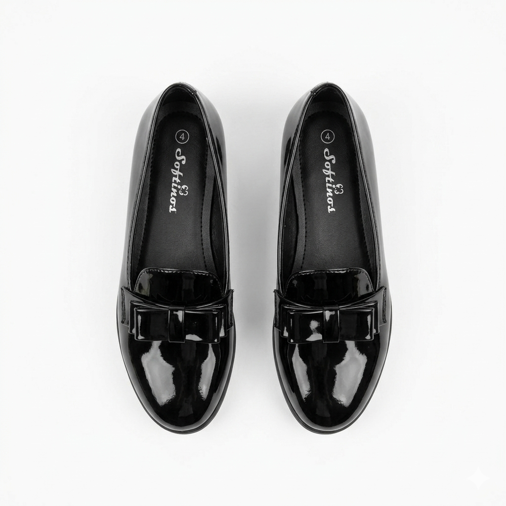 Softinos Bow Boyfriend Patent Black