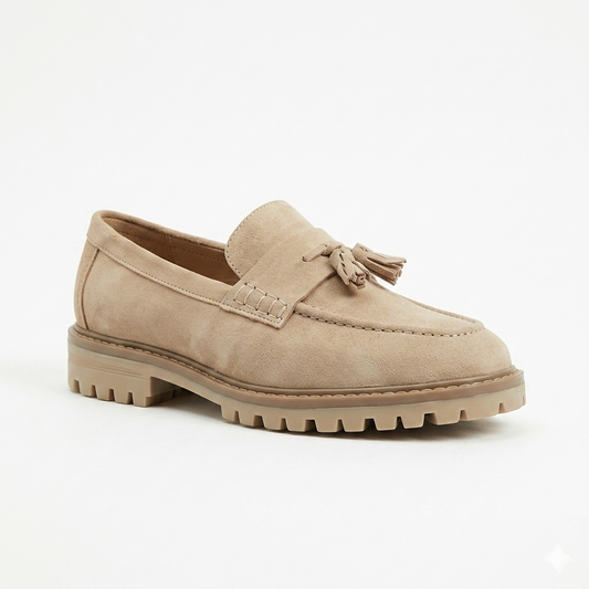 Filo Chunky Tassle Loafer Taupe