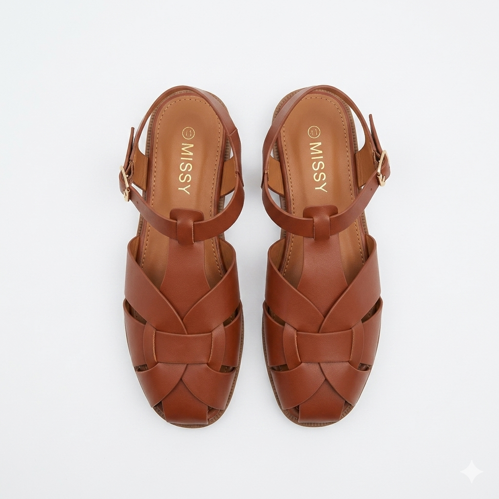 Why Flat Cage Sandal Brown
