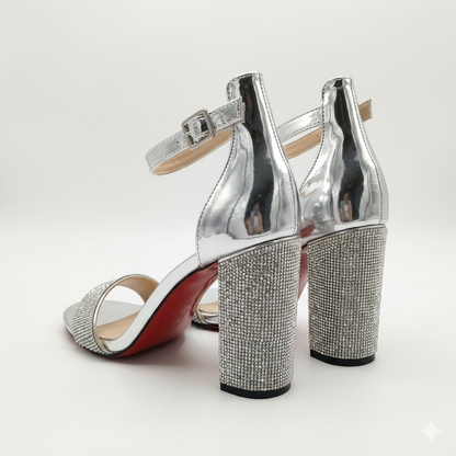 Missi Missi 1 Band Diamante Evening Heel Silver
